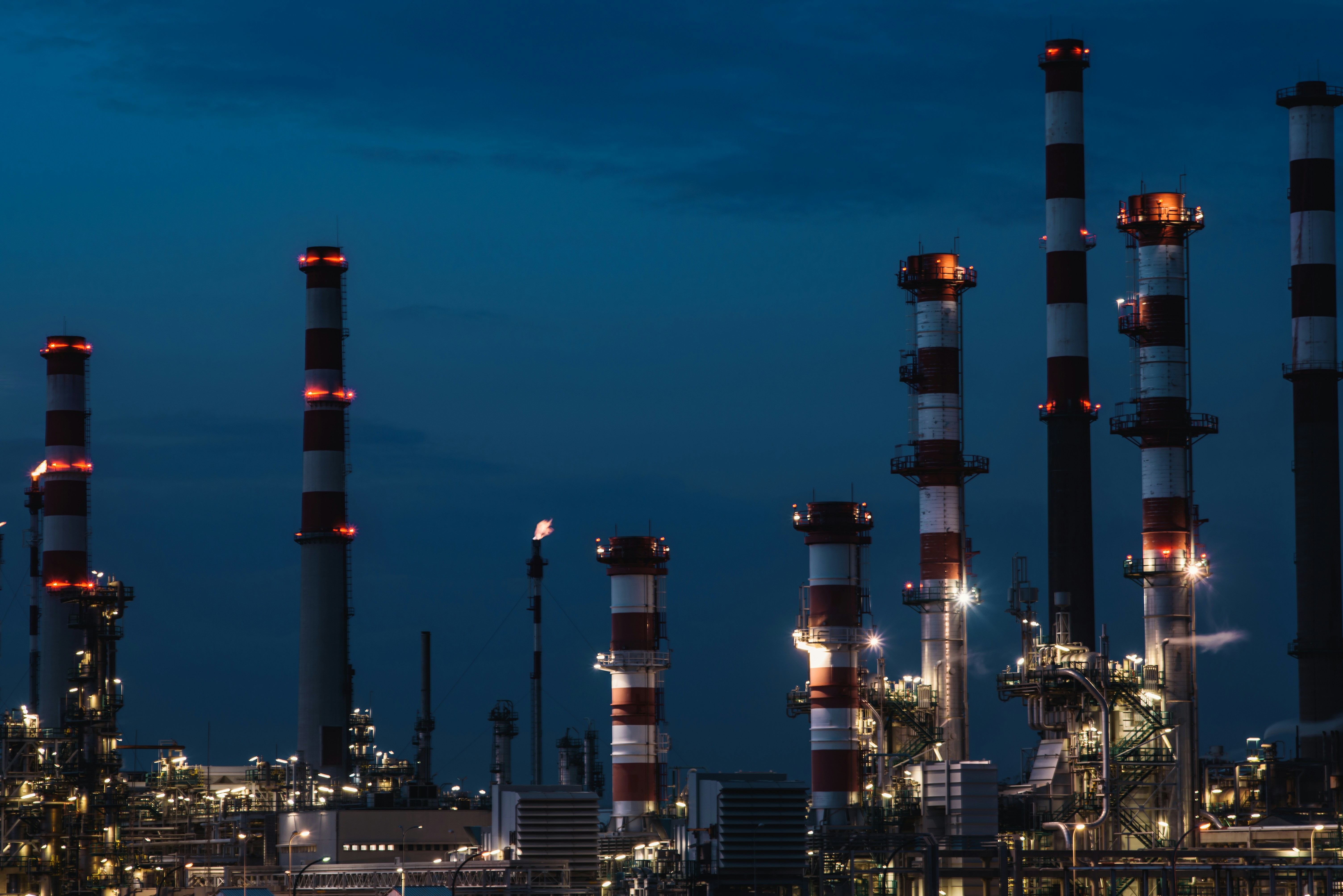 Industrial refinery at night